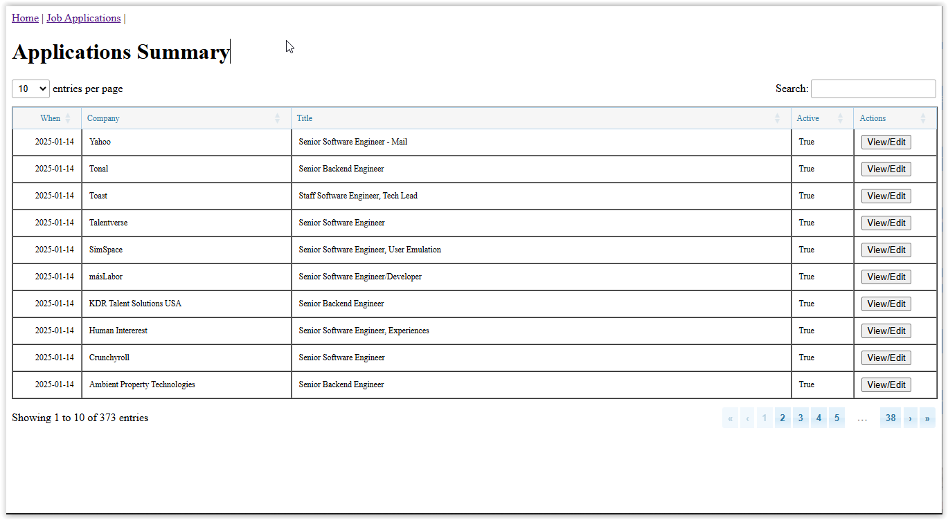A basic DataTable implementation