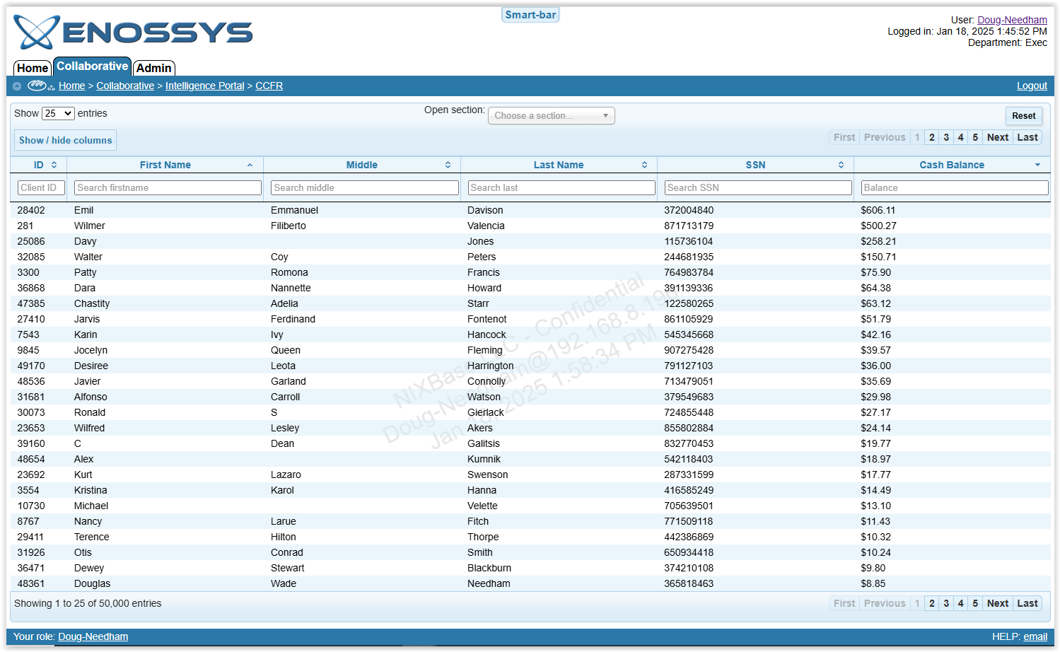A screenshot of Enossys