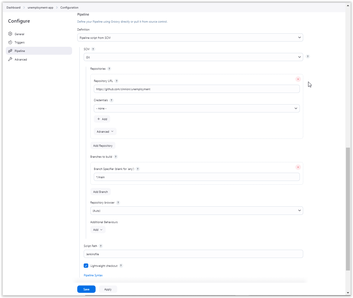 Jenkins pipeline definition section