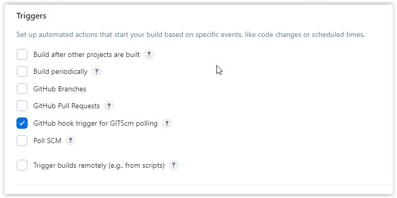 Jenkins Pipeline triggers section